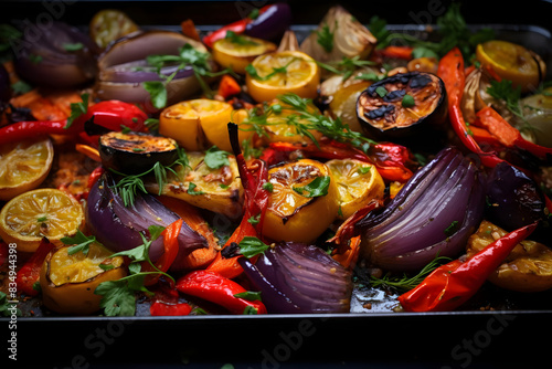 roasted vegetable  colorful and flavorful vegetable  roasted to perfection. generative ai