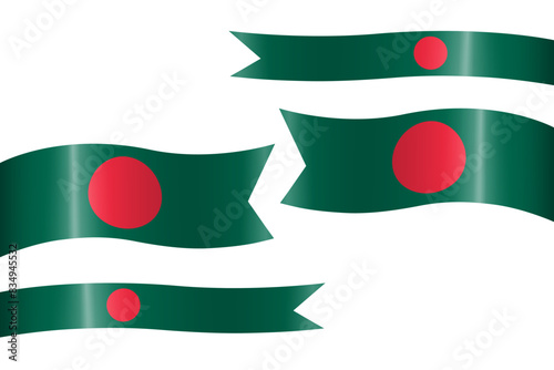 Set of flag ribbon with colors of Bangladesh for independence day celebration decoration