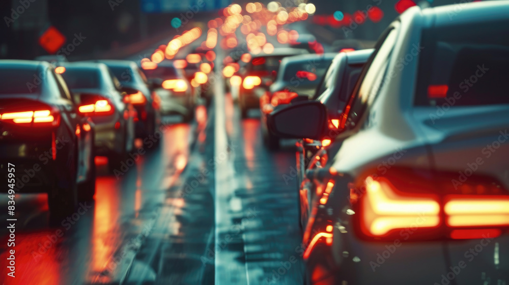 Urban Traffic Gridlock Scene on Major Highway Urban Traffic Gridlock Scene on Major Highway