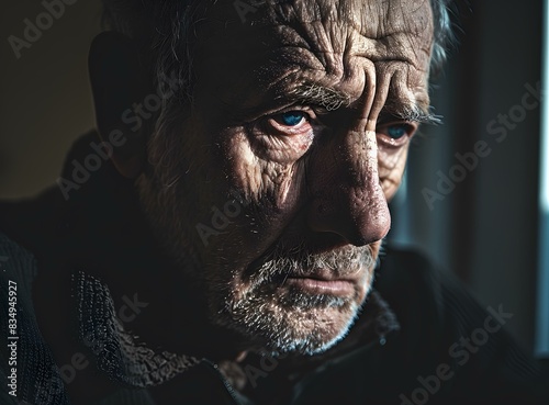 Portrait of an elderly man with blue eyes