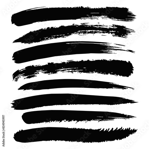 This collection features various black brush strokes, ideal for creative designs and illustrations