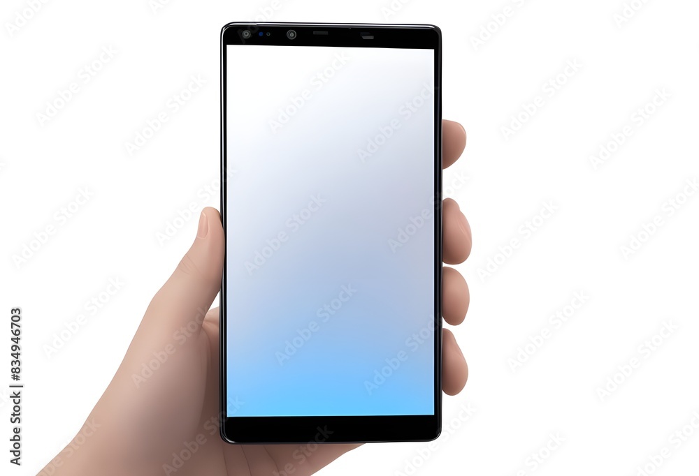 Modern smartphone with transparent screen in left hand beautiful pic Modern smartphone with transparent screen in left hand beautiful pic