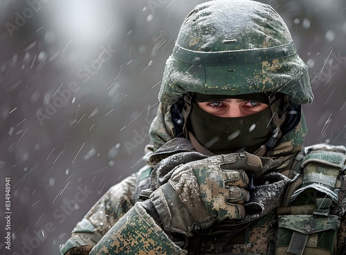 Soldier in the Snow During Winter © Adobe Contributor