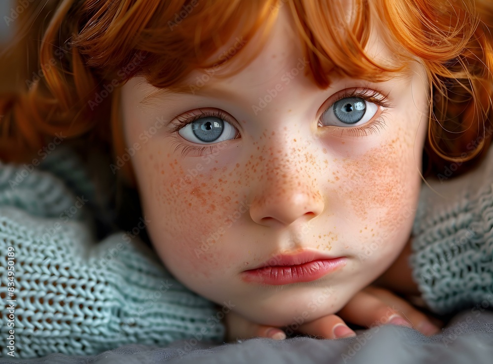 Portrait of a young girl with red hair and freckles Portrait of a young girl with red hair and freckles