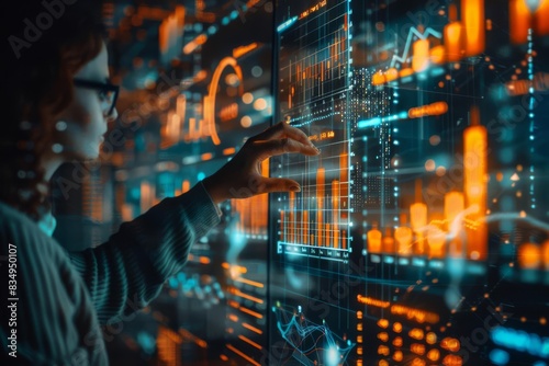 A data analyst conducting a deep dive into statistical models selective focus, statistical analysis theme, whimsical, fusion, workspace backdrop