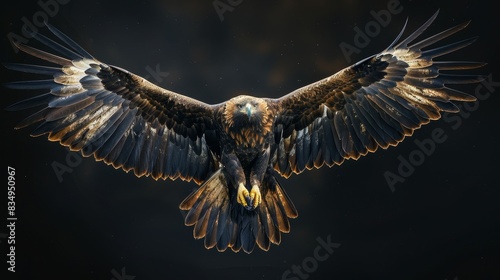 A large eagle with its wings spread out in the air photo