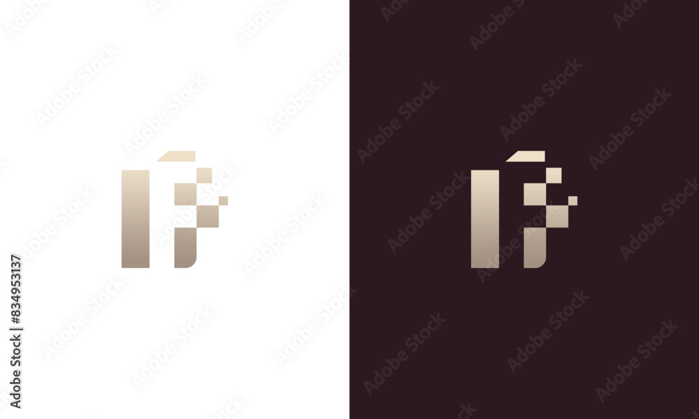 Fototapeta premium letter f abstract gold colored monogram logo design vector