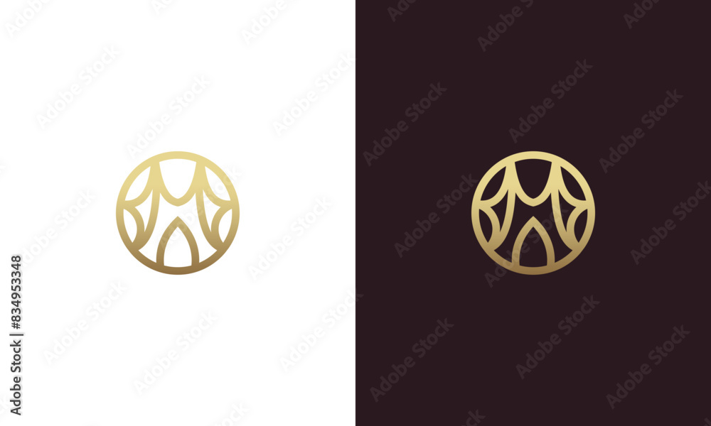 letter m abstract gold colored monogram logo design vector letter m abstract gold colored monogram logo design vector