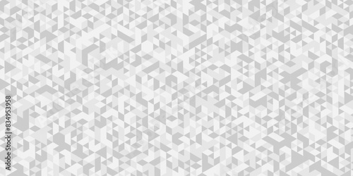 Vector geometric seamless technology gray and white triangle element light background. Abstract digital grid light pattern white Polygon Mosaic triangle Background, business and corporate background.