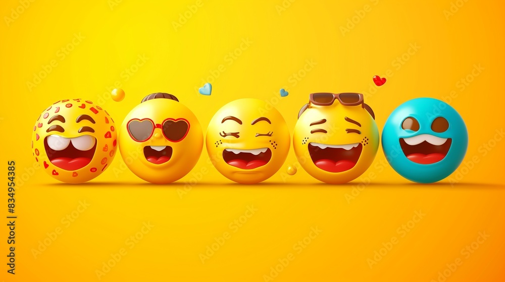 Emoticons. Emoji. Isolated vector illustration on yellow background text with copy space Emoticons. Emoji. Isolated vector illustration on yellow background text with copy space