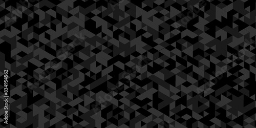 Vector black and gray square triangle tiles pattern mosaic background. Modern seamless geometric dark black low poly pattern background with lines Geometric print composed of triangles.