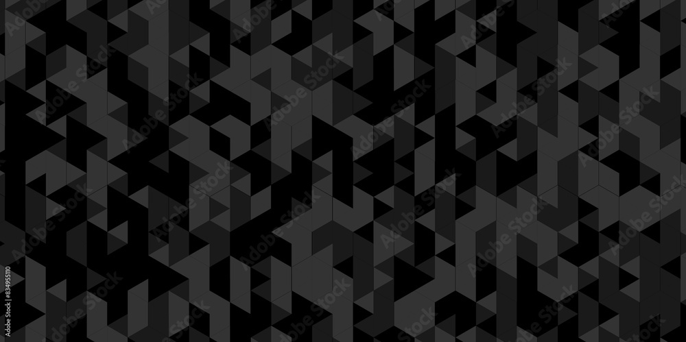 Vector black and gray square triangle tiles pattern mosaic background. Modern seamless geometric dark black low poly pattern background with lines Geometric print composed of triangles. Vector black and gray square triangle tiles pattern mosaic background. Modern seamless geometric dark black low poly pattern background with lines Geometric print composed of triangles.