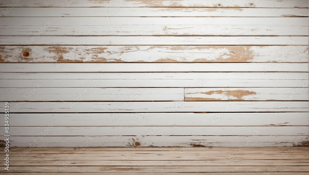 Obraz premium Shabby Wooden White Background. Grunge Texture, Painted Surface. Coastal Background.