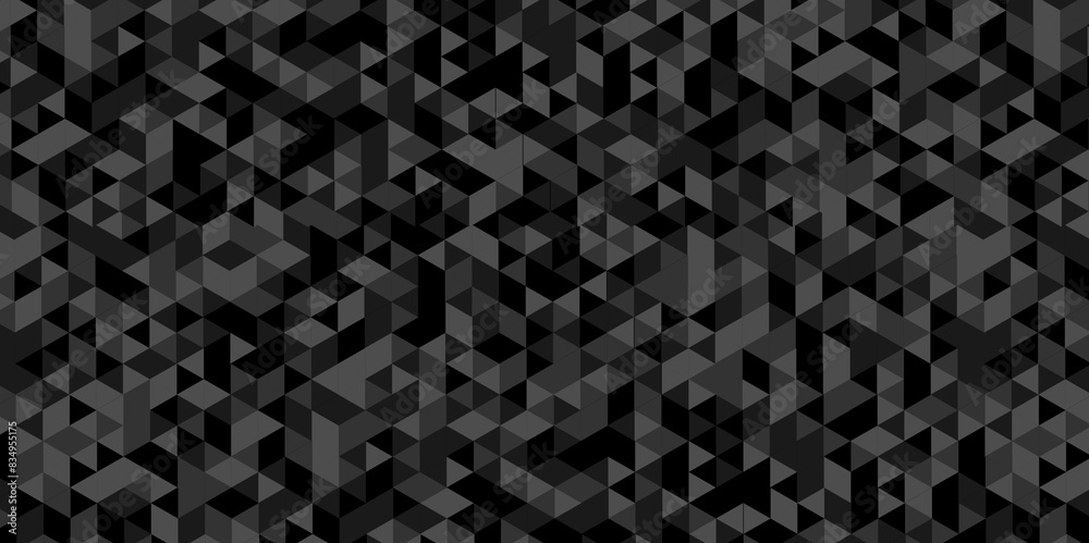 Vector black and gray square triangle tiles pattern mosaic background. Modern seamless geometric dark black low poly pattern background with lines Geometric print composed of triangles. Vector black and gray square triangle tiles pattern mosaic background. Modern seamless geometric dark black low poly pattern background with lines Geometric print composed of triangles.