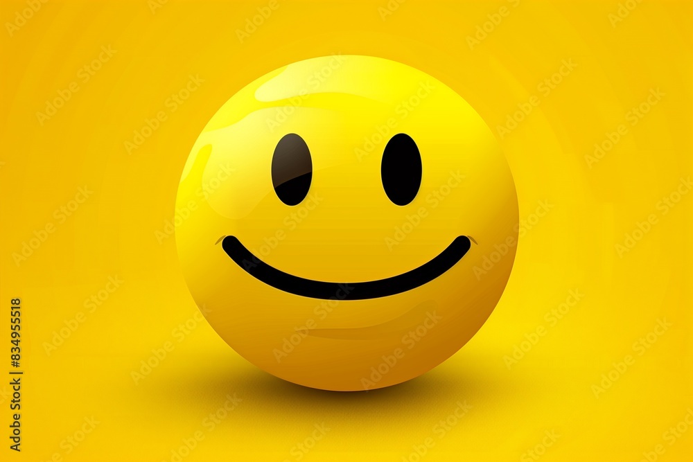 High detailed smiley on yellow background, vector illustration High detailed smiley on yellow background, vector illustration