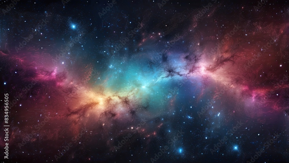 Naklejka premium Space background with realistic nebula and shining stars. Colorful cosmos with stardust and milky way. Magic color galaxy. Infinite universe and starry night. Vector illustration