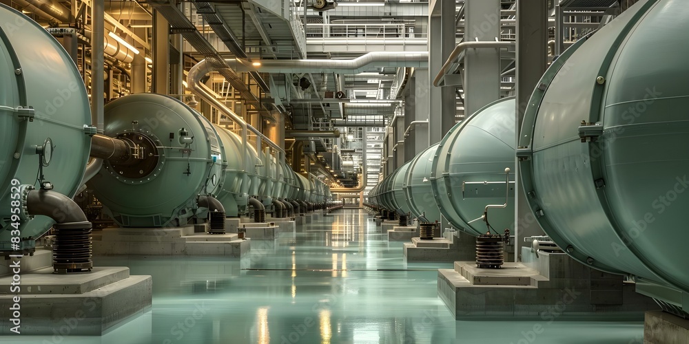Interior Perspective of an Industrial Power Plant Featuring a Complex Network of Pipes. Concept Industrial Power Plants, Pipes and Valves, Engineering Marvels, Interior Structures Interior Perspective of an Industrial Power Plant Featuring a Complex Network of Pipes. Concept Industrial Power Plants, Pipes and Valves, Engineering Marvels, Interior Structures