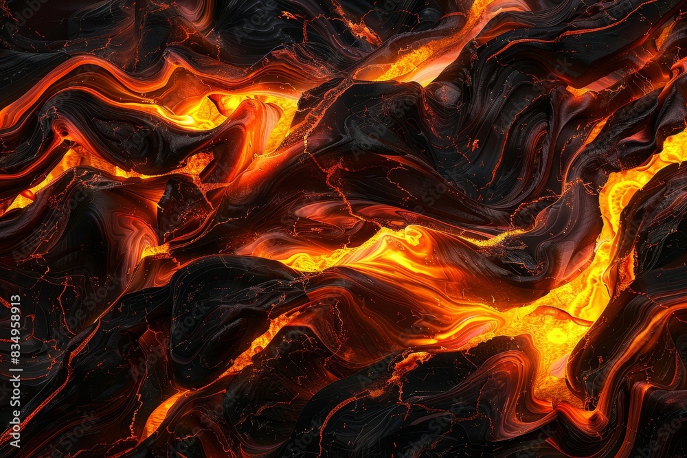 Molten Lava Flow: An Abstract Representation of Molten Lava in Vivid Colors Molten Lava Flow: An Abstract Representation of Molten Lava in Vivid Colors
