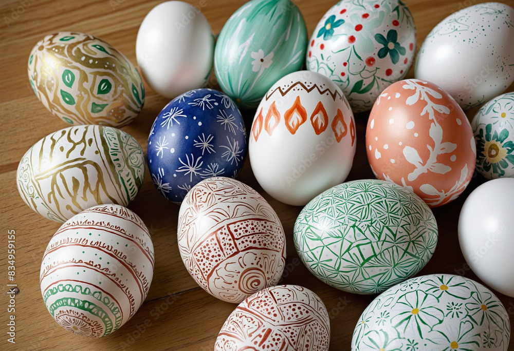 Hand painted Easter egg vectors for holiday greetings with traditional religious symbolism Hand painted Easter egg vectors for holiday greetings with traditional religious symbolism