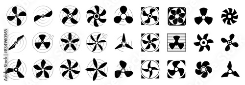 Fan icons set. Vector illustration