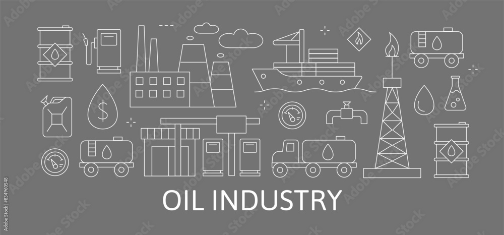 Fototapeta premium Oil industry Concept extraction production refinery and transportation oil