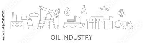 Oil industry Concept extraction production refinery and transportation oil