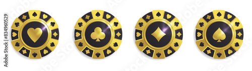 Set of gold poker chips.