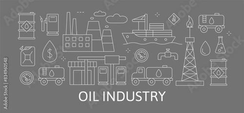 Oil industry Concept extraction production refinery and transportation oil