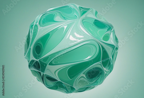 Dynamic Futuristic Generative AI Abstract Design in Three-Dimensional Green and Blue Vector Rendering