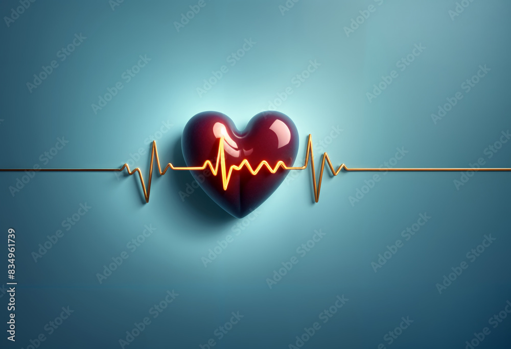 heartbeat with heartbeat line on blue background heartbeat with heartbeat line on blue background