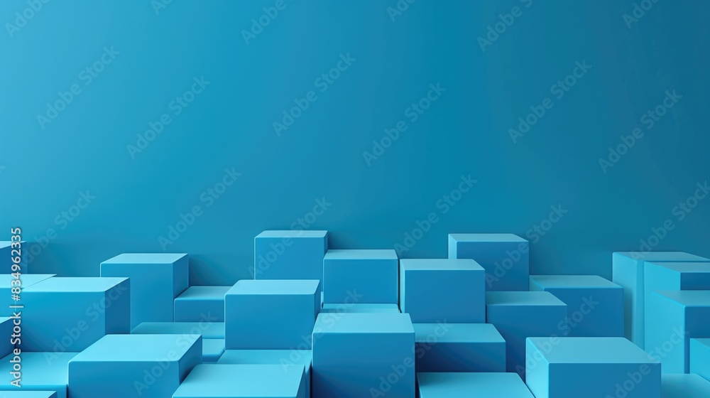 Minimalistic design on blue background with cubes. Minimalistic design on blue background with cubes.