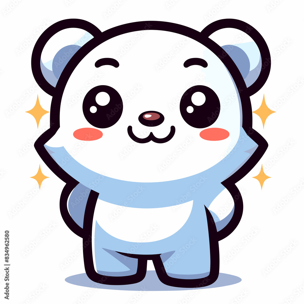 Cartoon white bear on white background, icon, flat colors Cartoon white bear on white background, icon, flat colors