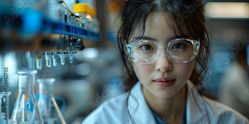 close-up photo of Asian female scientist in laboratory