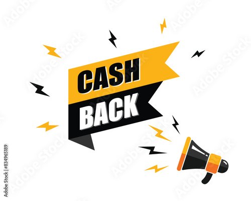 megaphone with cash back speech bubble, business design, marketing, announcement, discount, cashback. creative banner. editable vector eps 10.