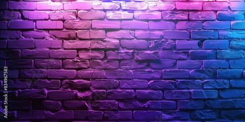 brick wall glowing light blue and purple on top
