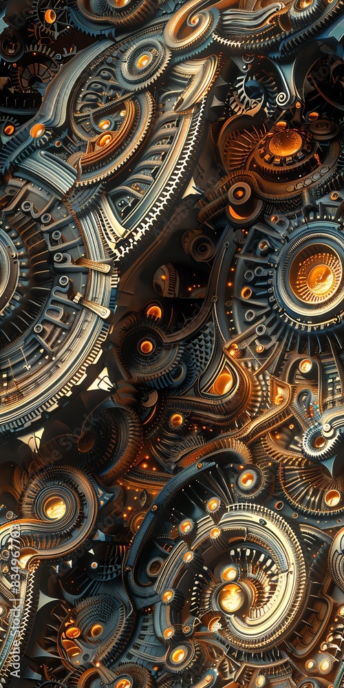 Worm's-eye view, steampunk brass gears, intricate details, warm lighting, hyper detailed