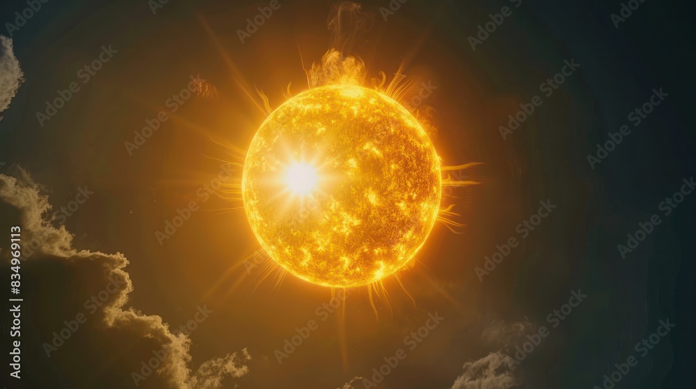 realistically sun on black background bright realistically sun on black background bright