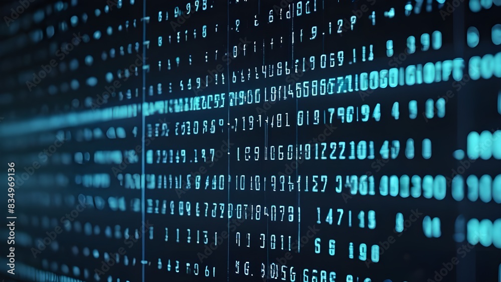 Blue digital binary data on computer screen background Blue digital binary data on computer screen background