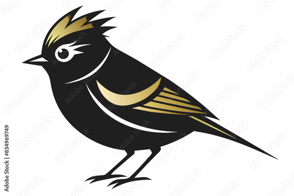Obraz premium A beautiful goldcrest bird silhouette black vector artwork illustration