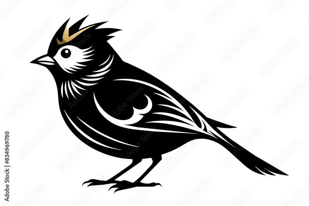 Fototapeta premium A beautiful goldcrest bird silhouette black vector artwork illustration