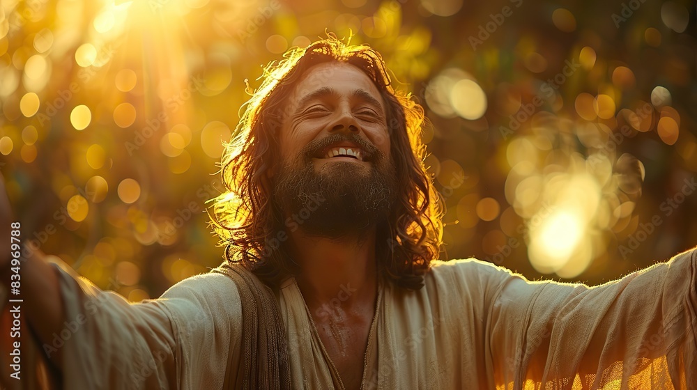 A depiction of Jesus Christ with arms open wide. A depiction of Jesus Christ with arms open wide.