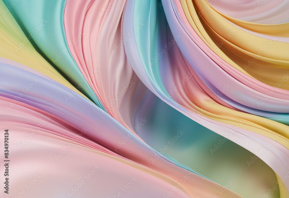 Fototapeta premium AI-Generated Abstract Silk Background with Pastel Rainbow Wave Design