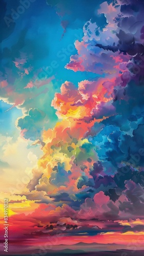 Amazing digital art of a colorful cloudscape. © Pachara