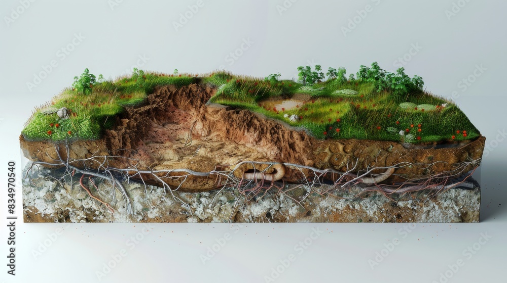 This is a cross-section of the earth showing layers of soil and rock ...