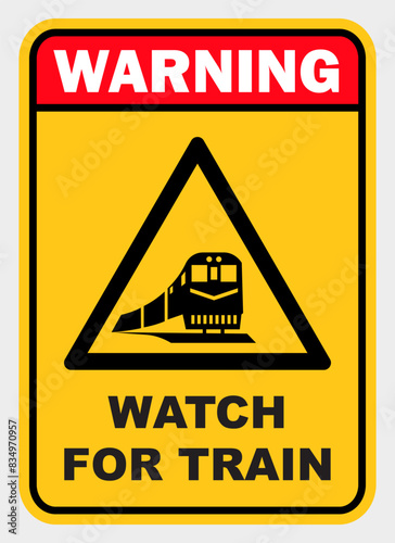 danger beware of train railroad yellow printable poster banner template design public transportation sign