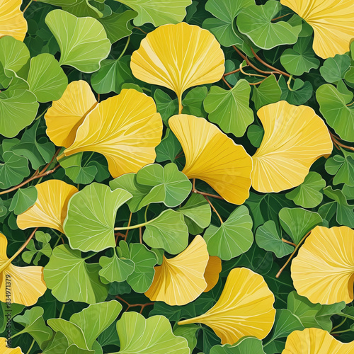 Vibrant ginkgo leaves capture the essence of autumn in a stunning watercolor illustration