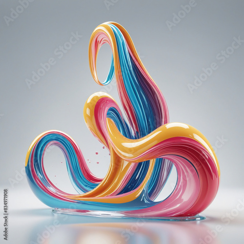 Generative AI Creates Futuristic Three-Dimensional Render with Isolated Gradient Vector Graphic on Transparent Background