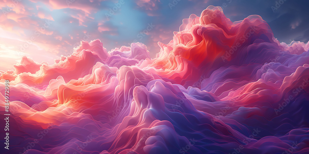 Fototapeta premium digital rendering of cloud services vibrant colors dynamic shapes representing efficient scalable service delivery HDR Imaging Pixel Shift Technology capture the vivid details and artistic perspective