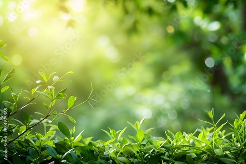 green leaves on blurred natural background