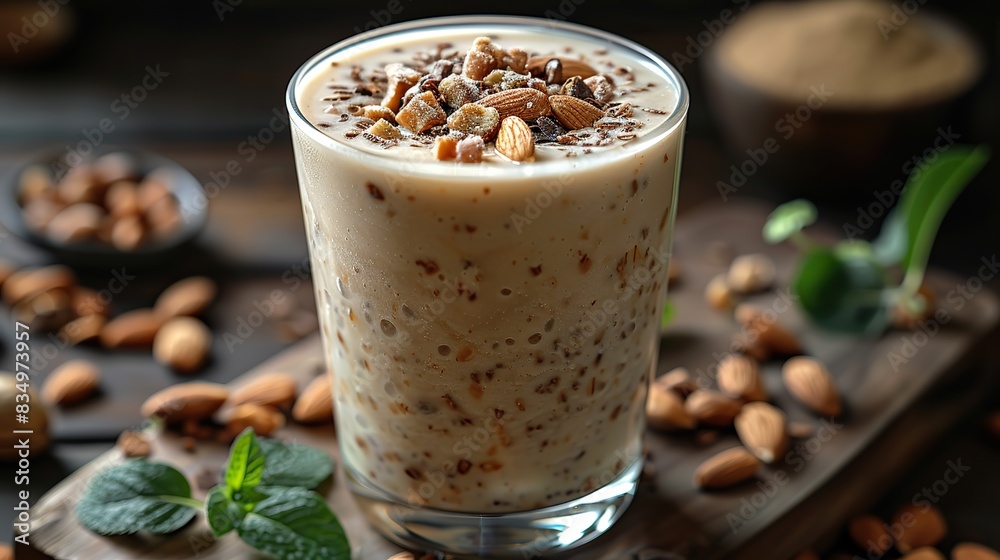 A creamy almond and date smoothie. A creamy almond and date smoothie.